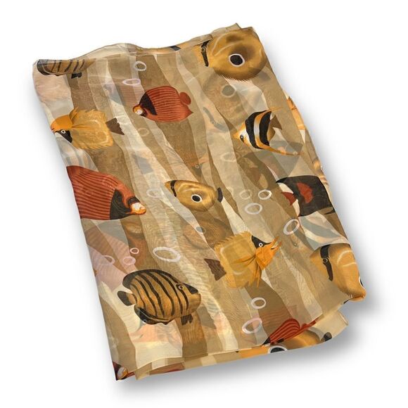 Women’s Lightweight Fish Print Scarf One Size - Picture 2 of 2